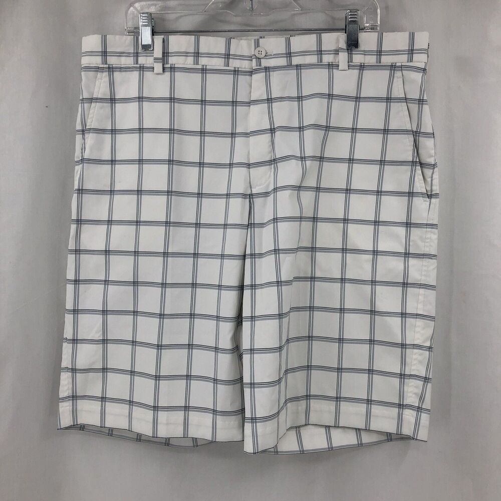 Nike Golf Core Plaid Shorts DRI-FIT Flat Front White 398615-100 36 X 11